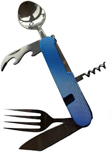Baigoclub 6 in 1 Outdoor Cutlery - Knife Fork Spoon Bottle Opener Set Camping Cutlery Folding Cutlery, Perfect Accessories for Hiking, Picnic,Camping, Festival