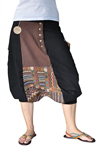 virblatt kurze Haremshose Muster Einheitsgröße S – XL Herren Aladinhose aus Baumwolle mit 2 Taschen alternative Kleidung- Sorgenfrei - 2