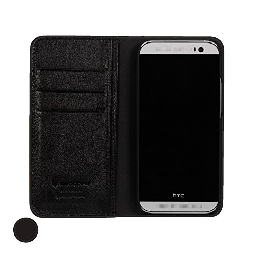 MediaDevil HTC One M8 (2014) Lederhülle (Schwarz) – Artisancover Hülle aus echtem europäischen Leder mit integriertem Stand und Visitenkartenfächern - 2