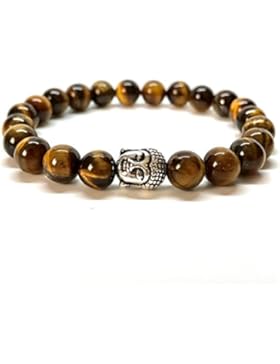 GOOD.designs Buddhismus Perlenarmband aus echten Natursteinen und edler Buddha-Kopf Perle, Chakra-Schmuck für...