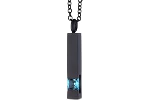 MCJKP Cremation Jewellery Urn Necklace for Ashes Eternity Love Black Cubic Locket Inlay Blue Birthstone keepsake Waterproof Memorial Gifts Urns for Human Pets Ashes