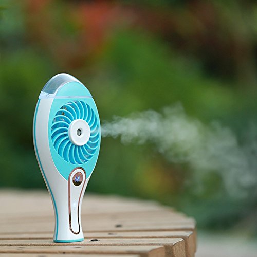 DUTISON Mini Standventilator mit Kühlung Handventilator Ventilatoren mit Luftbefeuchter für Büro Haus Reise Kühlventilator (Blau) - 6