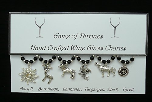 Game of Thrones Weinglas-Charms-Set, handgefertigt, 6 Stück, Schwarz