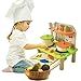 Produktbild Premium-Holz-Küchenspielzeug Spielset - Happy Little Chef Pretend Play Küche Kochen Spielset mit Küchenutensilien, Pfannen, Schneidebrett und Gewürz-Set. Drehknöpfe, um Klickgeräusche zu erzeugen