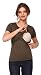 Happy Mama. Women's Maternity Nursing Double Layer T-shirt Round Neckline. 991p (Khaki, UK 12/14, XL)