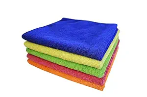 V Craft Microfiber Cloth (350 GSM) 40 cm x 60 cm, 4 Pcs, Multicolored, Thick Lint & Streak-Free Multipurpose Cloths - for Car/Bike Cleaning Washing Detailing & Polishing
