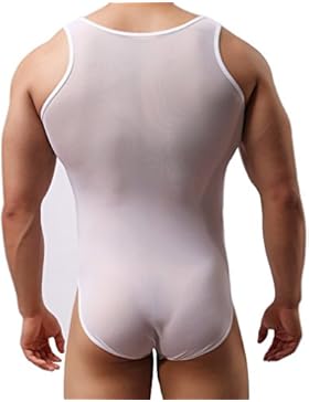 YiZYiF Herren Body Kompression durchsichtig Netz Stringbody Männer Body Unterwäsche Muskel Shirt Unterhemd M L XL