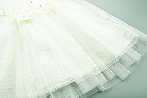 CIELARKO Baby Mädchen Kleid Kleinkind Blumen Spitze Taufkleid Festlich Hochzeits Kleidung - 6