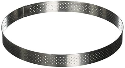 De Buyer 3099.07 Cercle à Tarte Perforé Rond Valrhona - inox - Bord Droit - ht. 2 cm - Ø 18,5 cm