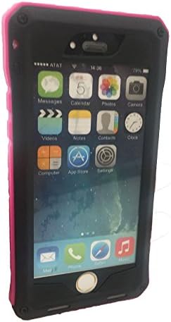 iPhone 6 Heavy Duty Protective Case, Amever Shockproof Dustproof Waterproof Aluminum Alloy Silica Gel Metal Tempered Glass Cover Case For iPhone 6 4.7" Screen (Black/Rose Red)