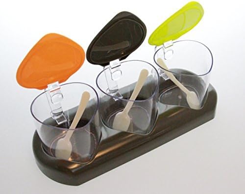 Jiamao JustNile Kitchen Seasoning Box Condiment Storage Containers Spice Jar Set with Serving Spoons - 3-Piece Plastic Multicolor