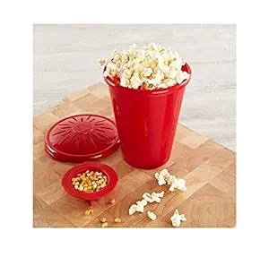 XSOURCE AN Joyo Microwave Popcorn Popper with Silicone Inner Pot and Lid Microwave Popcorn Maker Kitchen Gadgets Popcorn Maker Healthy Oil-Free for Parties & Kids Popcorn Maker Red Color