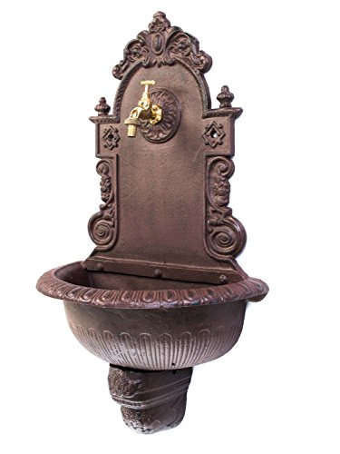 Waschbecken Wandbrunnen Garten Eisen Gründerzeit antik Stil Brunnen Blume - 5