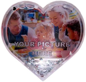 Add your own image heart photo snow globe + FREE SHIPPING