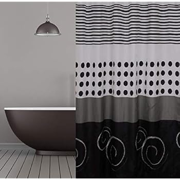 White Fabric Shower Curtain With Rings 180 X 200 Cm Extra Long