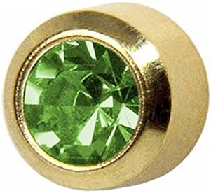Studex Ear Piercing Mini Gold Plated Birthstone Stud Earrings 2mm Bezel Setting – August / Peridot