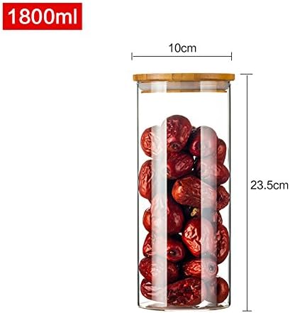 Airtight Container Glass Jars Single Storage Containers Preserving for Dry Food Milk Powder Coffee Bean Dried Fruit Clear Storage Containers Glass Bottle Single Jars, Oven Microwave Freezer Safe (1800ML)