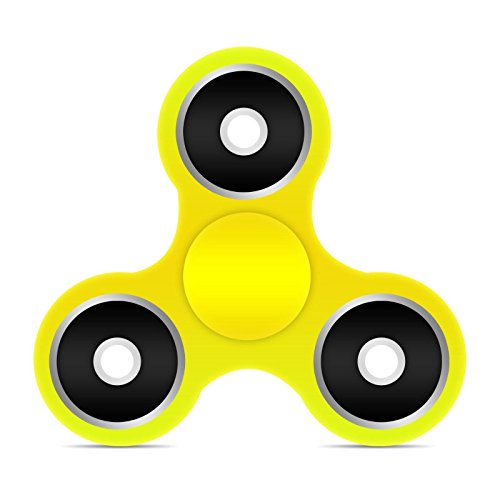 iXium Tri Fidget Spinner Hand Finger Stress Toy Pocket Desk Focus Center Bearings - Yellow / Black