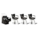 Wido 4 Piece Black Salon Backwash Unit & Reclining Chair Furniture Set Hair Barber Hairdressing Spa