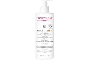 Topicrem - Mela, Lait Unifiant Ultra Hydratant Corps - Hydrate 24h, Unifie le Teint, Corrige et Prévient l’Apparition des Taches Texture Onctueuse Peaux Sensibles Nouvelle Formule 500ml