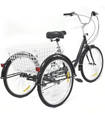 Tricycle Pliable 20 Pouces 7 Vitesses – Adulte Et Senior, Paniers Avant/arrière, Charge 130 Kg, Rouge