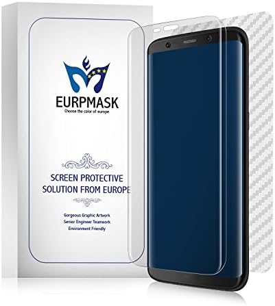 [HD Full Coverage] Samsung S8 Screen Protector,EURPMASK Full Cover Crystal Clear Tempered Glass Screen Protector [Easy To Install] [Anti Scratches] [Front + A Free Full Cover Carbon Fiber Back Protector] [Transparent]