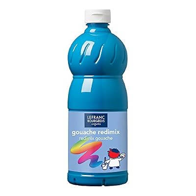 Lefranc Bourgeois - Gouache liquide Redimix pour enfants - Bouteille 1L - Bleu turquoise
