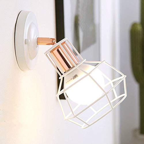 Preisvergleich Produktbild Nordic verstellbare Wandleuchte Kreative Persönlichkeit Schmiedeeisen Wandleuchte Edison E27 1 Licht Wandleuchte für Garage Wohnzimmer Flur Barnhouse Clubhouse, Weiß