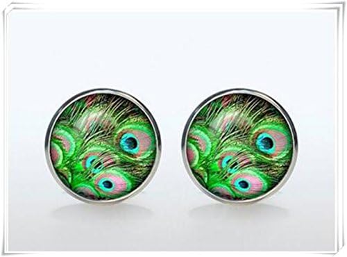 cufflinks-Wedding cufflinks Silver plated Peacock cuff links Accessories for men and women jewelry turqouise