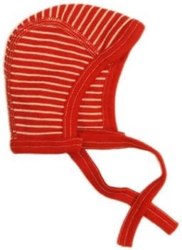 Cosilana - Baby Hat - Cap - Round8-15 months (Height 28-31) (74/80), striped Red-Natural, 70% Organic Merino Wool, 30% Silk