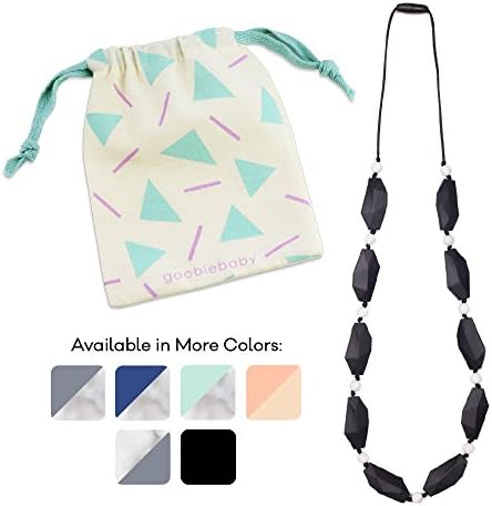 Goobie Baby Naomi Silicone Teething Necklace for Mums to Wear - (Teething Necklace, Black/Marble)