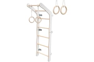 ‎MAMOI MAMOI® Klettergerüst Indoor fürs Zimmer | Sprossenwand aus Yarnwood | Turnwand + Turnringe | Made in EU