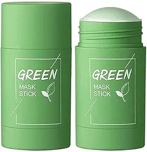 Qumeidie Green Tea Purifying Clay Stick Mask Oil Control Anti-Acne Eggplant Solid Fine, Portable Cleansing Mask Mud Apply Mask, Green Tea Facial Detox Mud Mask (Green Tea) 40 g