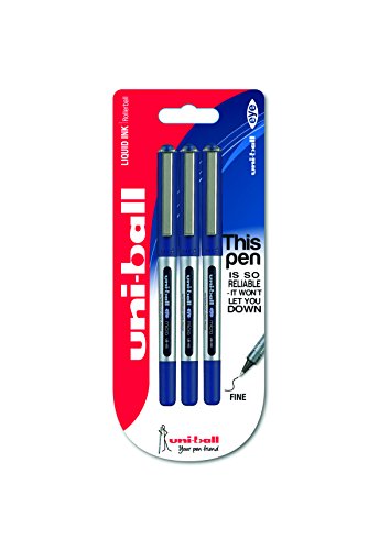 Uni-Ball UB-150 Eye Micro - Pack de 3 bolígrafos, 0.5 mm, color azul