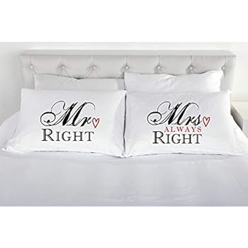Mr Right Mrs Always Right Pillowcase Pair Of Couples Pillowcases