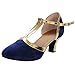 Produktbild EUCoo Frauen Tanzschuhe Erwachsene Latin Dance Schuhe Gold Schuhe Seite Baotou Mittlere Ferse (3-5Cm) Weichen Unteren Sandalen(Blau, 40)