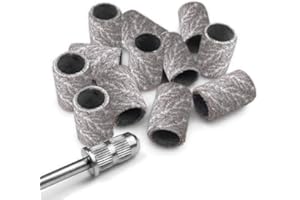 MINIPOWERTOOLS 12x Schleifhülse Korund"Zebra" [Ø 8 x 13 mm] + Mandrel für Dremel, Proxxon, Körnung: #400