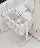 waldin cuna colecho para bebé ✅ INCLUYE - La minicuna colecho en madera Blanca. (Medida exterior: 55x85x90 cm) - Colcha desmontable con relleno. - Cojín almohada. - 2 Protectores o chichoneras con cremallera una más larga y otra más corta en la barandilla extraíble. - Colchón minicuna. (50x80 cm) - Con 4 ruedas blancas con freno.