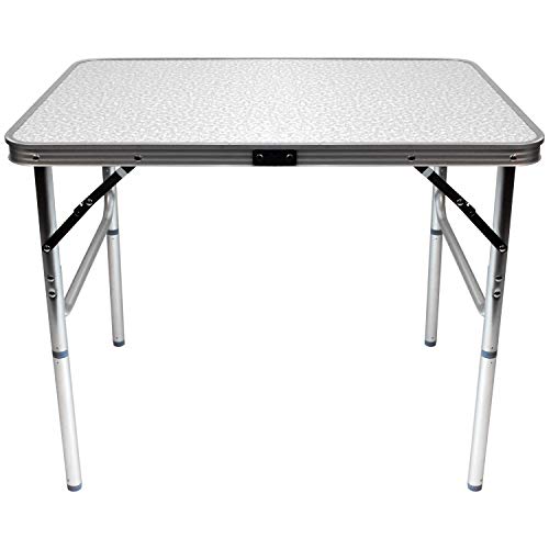 Wohaga Mesa Plegable de Aluminio 'Amsterdam' 75x55xH60cm, Plegable y Liviana portátil, Mesa Auxiliar para Camping