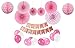 Price comparison product image VNM Decor Birthday Decorations Happy Birthday Banner Party Balloons Honeycomb Balls and Fiesta Paper fans (Pink)