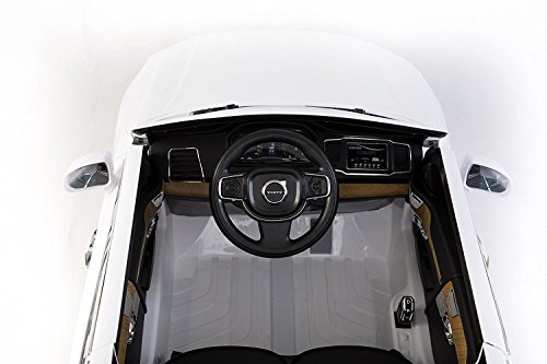Volvo XC90 Elektrisches Auto für Kinder, Weiss Lackiert, 2.4Ghz Fernbedienung, 2 MOTOREN, Zweisitzer in Leder, Weiche EVA Räder, MP3 USB SD, Original-Lizenz