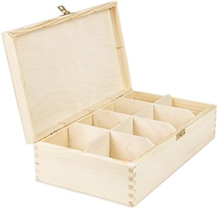 8 compartments tea casket with lock wooden box of nature 28.5 x 16.5 x 8 cm