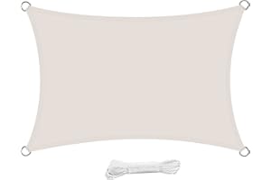 swift Vela Ombregggiante Impermeabile Rettangolare 4x6 m Protezione Anti Raggi UV Tenda a Vela 6x4 m, Telo Tenda da Sole a Vela per Esterno, Giardino & Gazebo, Beige