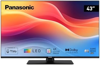 Panasonic TB-43W61AEZC, Serie W61 43 pollici, Smart TV LED 4K Ultra HD, TiVo, Dolby Vision e Atmos, Game Mode Plus, Controllo Vocale Alexa e Google, Nero