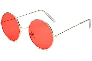ALWAYSUV Okrągłe, małe, płaskie okulary przeciwsłoneczne, metalowe, w stylu vintage, hipisowskie, dla kobiet/mężczyzn