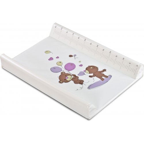 Baby Cot Padded Changing Mat with Hard Base and Measuring Scale - Beige Teddy