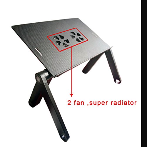 LIVHÒ | Einstellbare und tragbare Laptop Bett Halterung + Ablage für die Maus – Faltbarer Schreibtisch mit 2 Lüfter für Kühlung, Notebook-Ständer 7“-16“ - 4