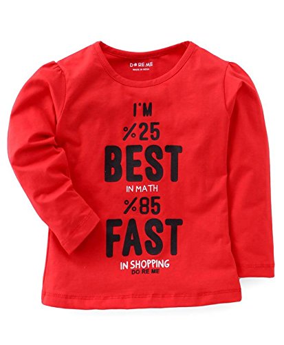Doreme Red Printed Full Sleeves Tee for Girls or Kids