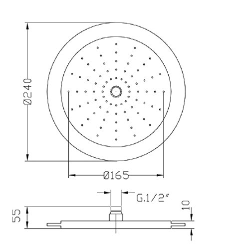 Superflache Kopfbrause 24cm mit 105 Antikalk Düsen - 3