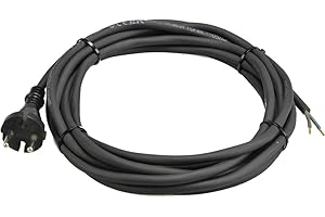 F.H. ANA Przewód przyłączeniowy gumowy 2-biegunowy 2 x 0,75 mm2 H05RR-F 2G 0,75 mm2 kabel zasilający z wtyczką, kabel gumowy, czarny, 250 V, 16 A (5,0 m)